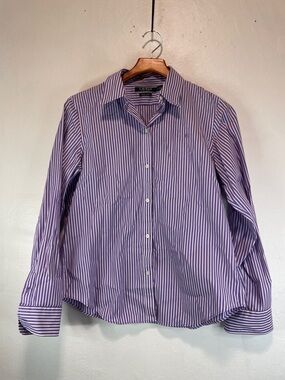 Lauren Ralph Lauren Lavender & White Striped Non-Iron Shirt